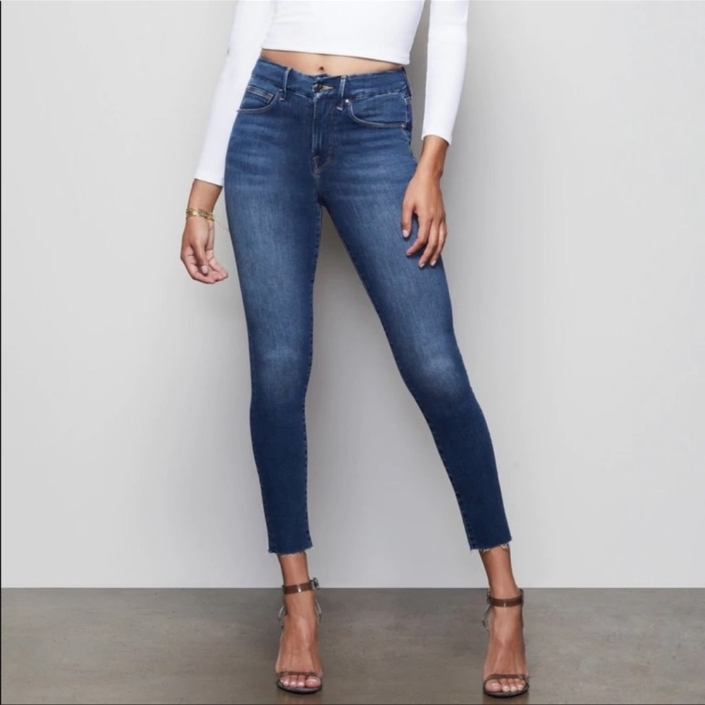 Good American High-Rise Skinny Jeans in Medium Blue Wash